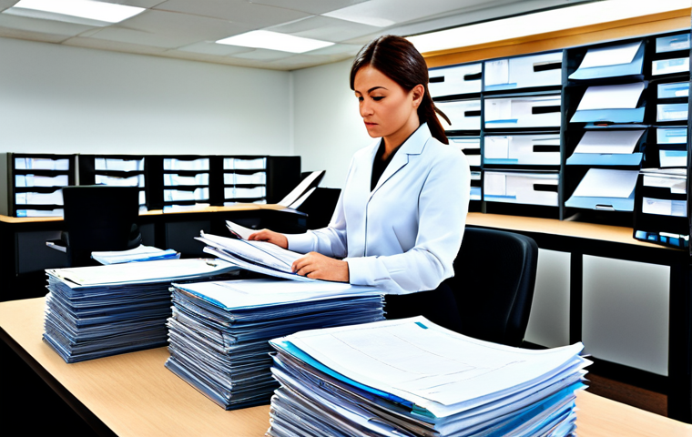 Claims Processing Surge**

"A busy insurance office scene, stacks of claims files on desks, employees working diligently, fully clothed in professional attire, computers displaying charts of increasing claims, safe for work, appropriate content, perfect anatomy, correct proportions, well-formed hands, modern office environment, professional, high quality."

**