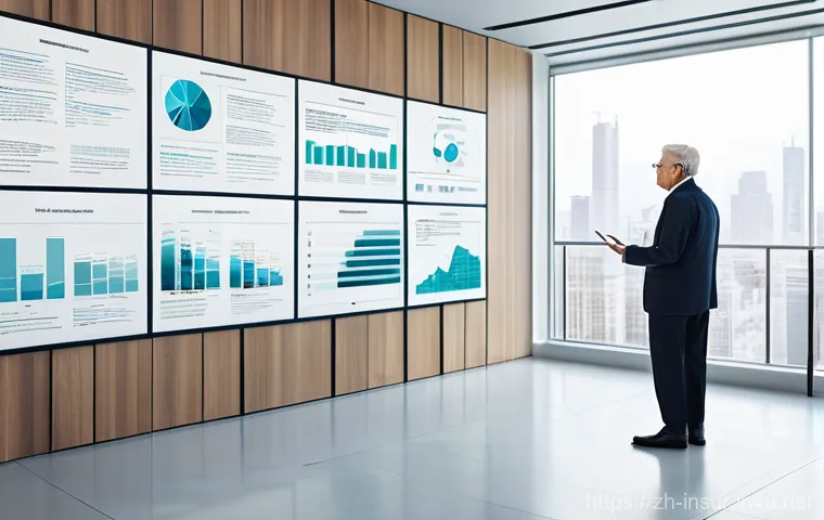 보험계리사와 실습 케이스 분석 - A highly intelligent and focused actuary, dressed in professional business attire, intently analyzin...