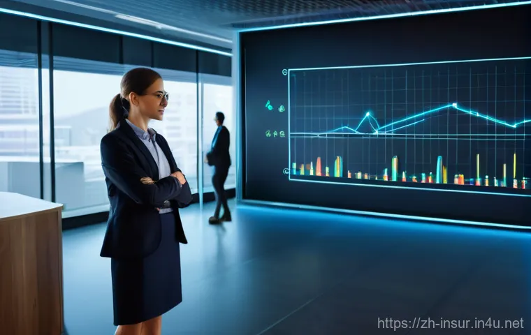 보험계리사와 실시간 리스크 분석 - **Prompt: The Actuary as a Smart Risk Manager**
    A highly detailed, wide-angle shot set in a mode...