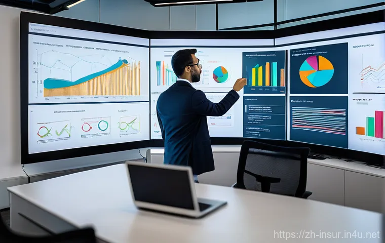 보험계리사와 보험 데이터의 미래 - **Prompt 1: The Modern Actuary's Collaborative Hub**
    A highly detailed, wide-angle shot of a bri...