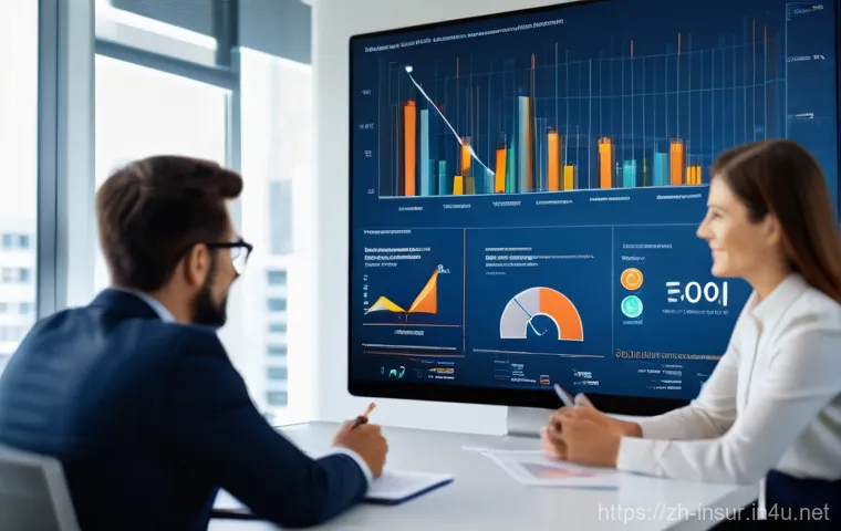 보험계리사와 상품 출시 프로세스 - **A group of diverse actuaries, dressed in modern business attire, confidently navigating a futurist...