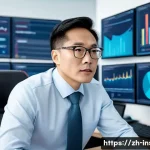 보험계리사와 계약자 혜택 분석 - A modern office scene showing an actuary at work, analyzing complex insurance data on multiple compu...