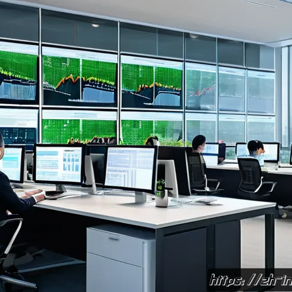 보험계리사와 고객 가치 창출 전략 - A modern insurance actuary office scene showcasing a diverse team analyzing multidimensional data on...