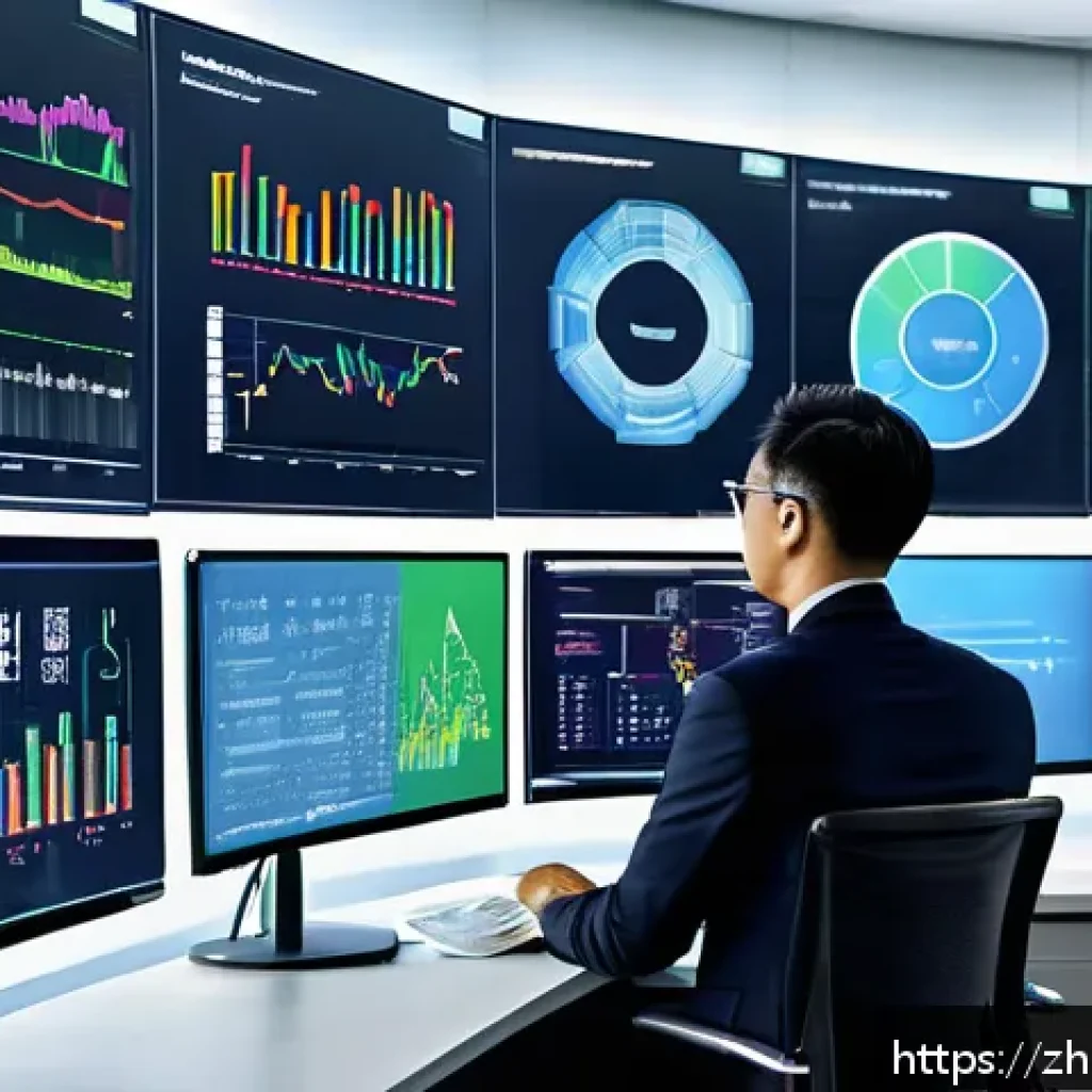 보험계리사와 계약별 리스크 평가 - A modern office scene showing an actuary analyzing complex risk assessment models on multiple large ...