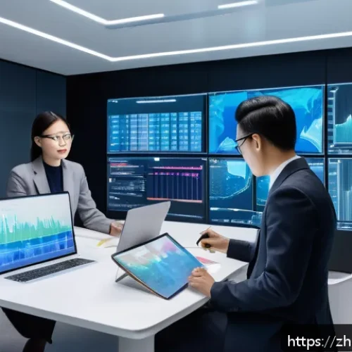 보험계리사 실무 사례 분석 - A modern insurance actuary office scene featuring a diverse group of professionals analyzing dynamic...