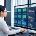 보험계리사와 보험업 경영 혁신 - A modern insurance actuary office scene featuring a diverse team analyzing multi-dimensional big dat...