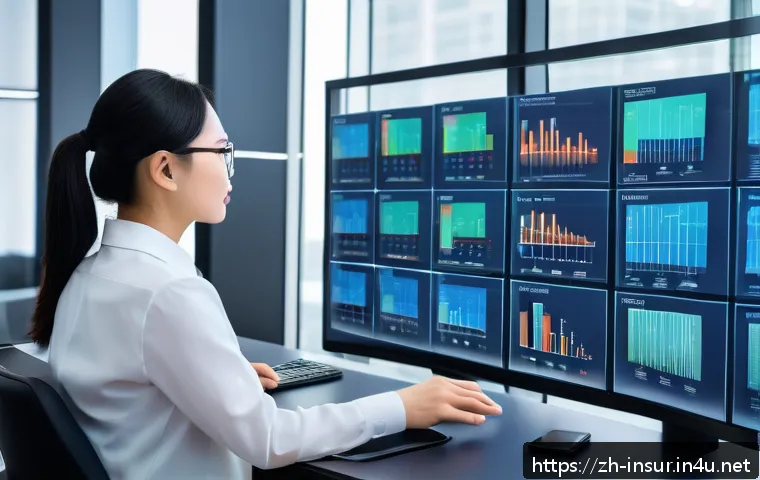 보험계리사와 보험업 경영 혁신 - A modern insurance actuary office scene featuring a diverse team analyzing multi-dimensional big dat...
